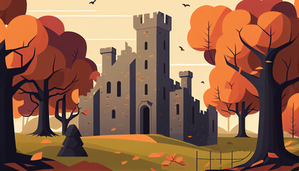 Castel in Autumn Generative AI