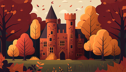 Castel in Autumn Generative AI