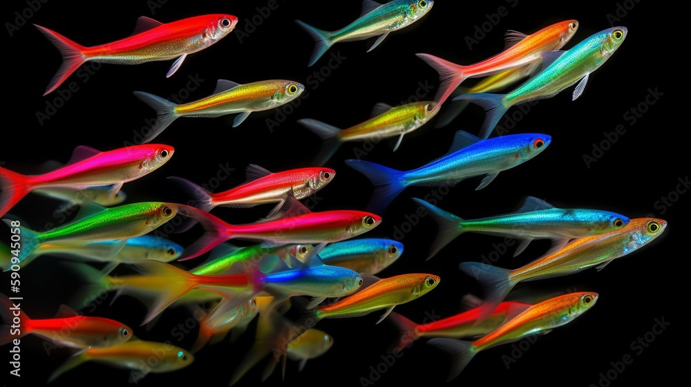 Wall mural A Rainbow of Neon Tetras