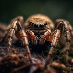 Macro photo closeup portrait of spider