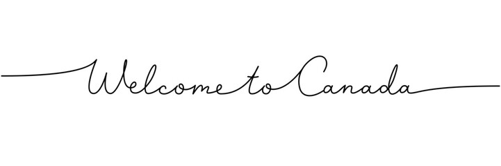 Welcome to Canada - word with continuous one line. Minimalist drawing of phrase illustration. Canada country - continuous one line illustration.