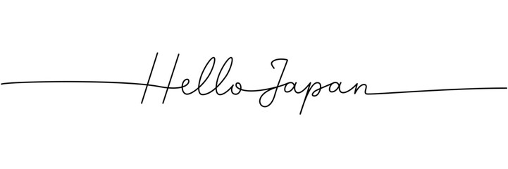Fototapeta na wymiar Hello Japan - word with continuous one line. Minimalist drawing of phrase illustration. Japan country - continuous one line illustration.