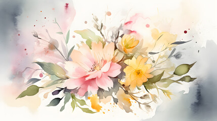 Vibrant Watercolor Flowers Background