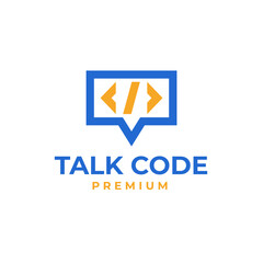 Vector talk code logo design concept illustration idea