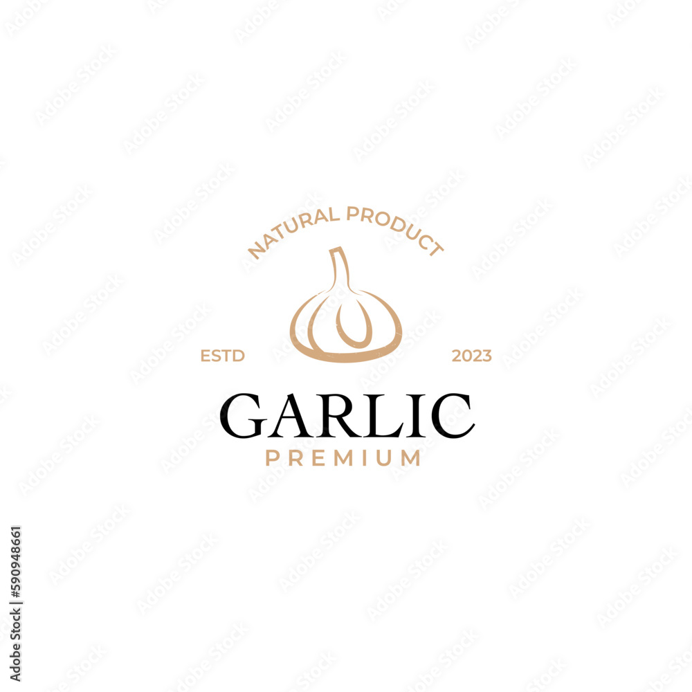 Wall mural vector garlic logo design concept illustration idea