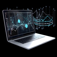 laptop with analytics. Created using generative AI