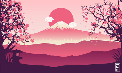 Mount Fuji in the afternoon vector illustration