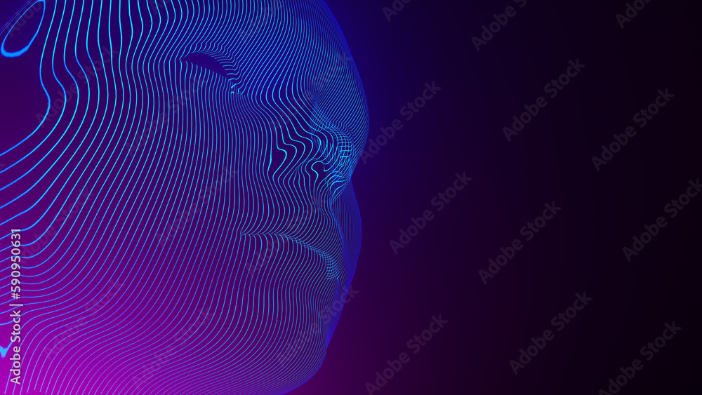 Aufkleber holographic representation of human-like faces to express artificial intelligence. 3d rendering