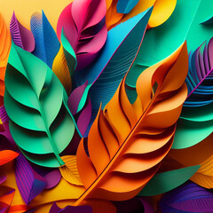 colorful abstract leaves and colors wallpaper background Generative AI