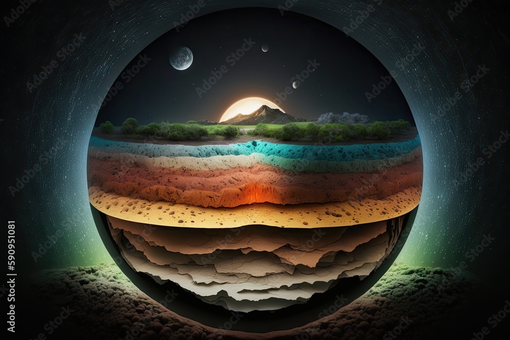 Poster planet with a majestic mountain range in the background. generative ai