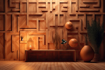 Empty Wooden Wall for Product Placement - Captivatingly Rendered Through Generative AI