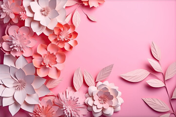 Floral spring abstract background frame created with Generative AI technology