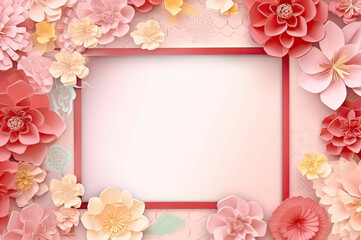 Floral spring abstract background frame created with Generative AI technology