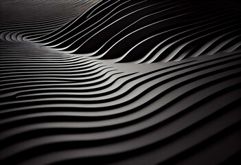 Ripple Black and White Surface with Copy-Space. Modern 3D Minimalist Background. Generative AI