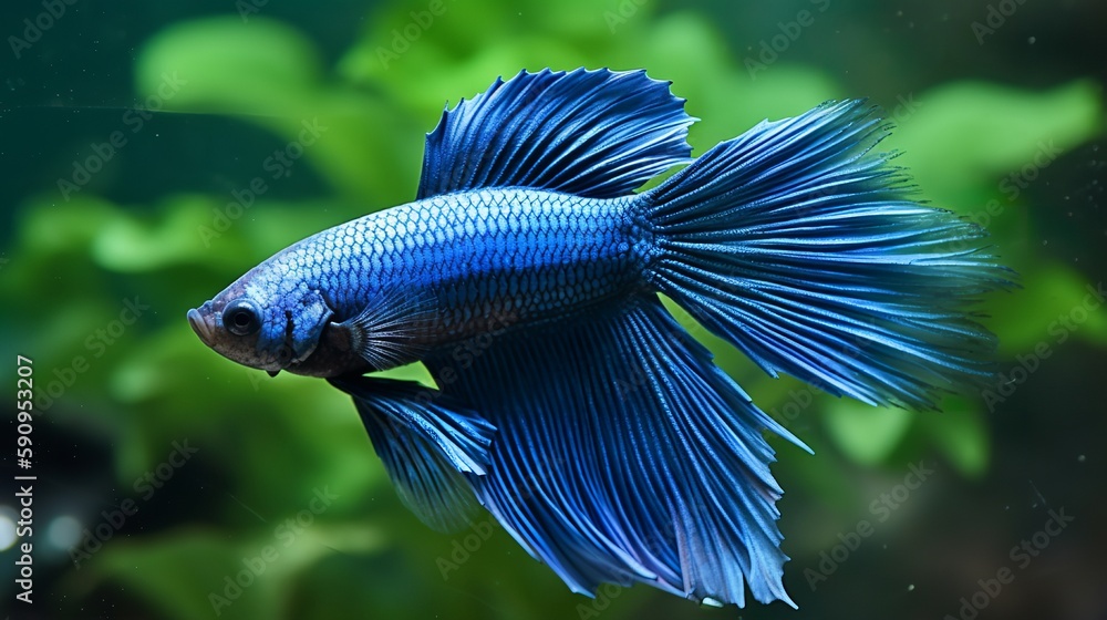 Wall mural Magnificent Blue Betta Fish