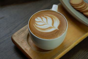 Hot latte in a warm atmosphere