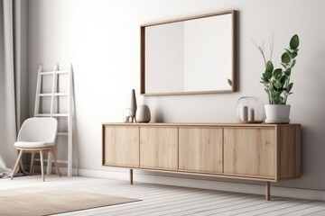 Mockup modern minimalist interior. White tones. AI generated, human enhanced