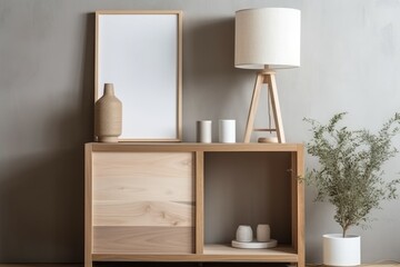 Mockup of a modern minimalist interior. Greyish white. AI generated, human enhanced