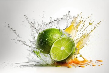 lime with a splash of water on it. Generative AI