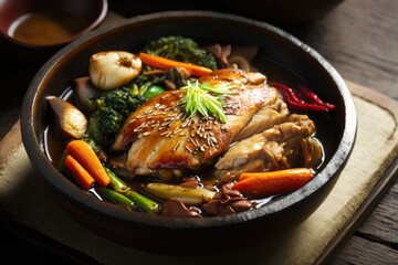 colorful bowl filled with a healthy and delicious meal of fresh vegetables and lean protein. Generative AI