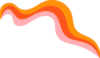 Inflame Orange Retro Wavy Psychedelic Element Illustration Set