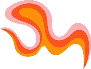 Inflame Orange Retro Wavy Psychedelic Element Illustration Set