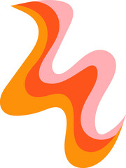 Inflame Orange Retro Wavy Psychedelic Element Illustration Set