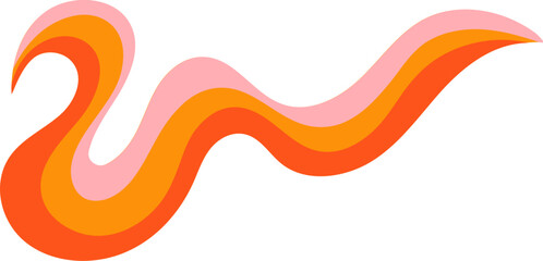 Inflame Orange Retro Wavy Psychedelic Element Illustration Set