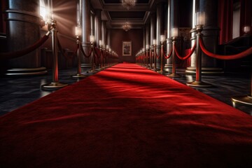 Luxury red carpet with selective focus. AI generated, human enhanced