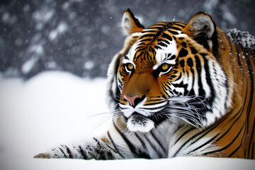 Beautiful tiger in the snow