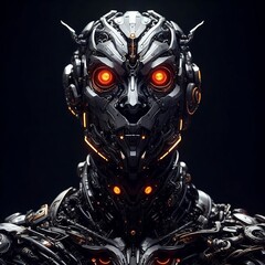 Insane AI art of Futuristic Robot face with glowing red eyes | AI revolution | Cyborg