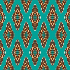 Ikat tribal Indian seamless pattern Ethnic Aztec fabric carpet mandala ornament native boho tribal textile Geometric African American oriental tranditional vector illustrations Embroidery style motif.