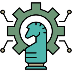 Strategic Icon, Line Filled Icon Style, Corporate Strategy Plan Symbol Vector Stock.