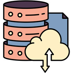 Data Traffic Icon, Line Filled Icon Style, Database Hosting Cloud Symbol Vector Stock.