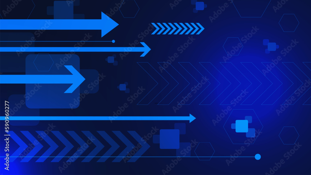 Poster abstract arrow for fast communication technology concept on blue tech background design.