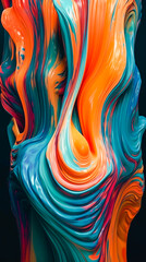 3D Extruded Abstract of Flowing Colors