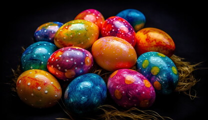 Fototapeta na wymiar Happy Easter Celebration Colorful Egg. Based on Generative Ai.