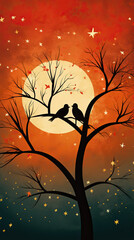 Lovebirds under a starry sky on Valentines Day