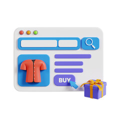 Online shopping 3D Illustration, online shop, online payment and delivery concept with floating elements.