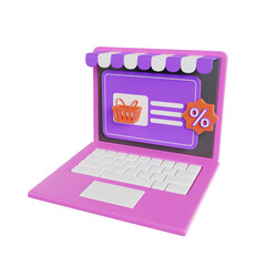 Online shopping 3D Illustration, online shop, online payment and delivery concept with floating elements.