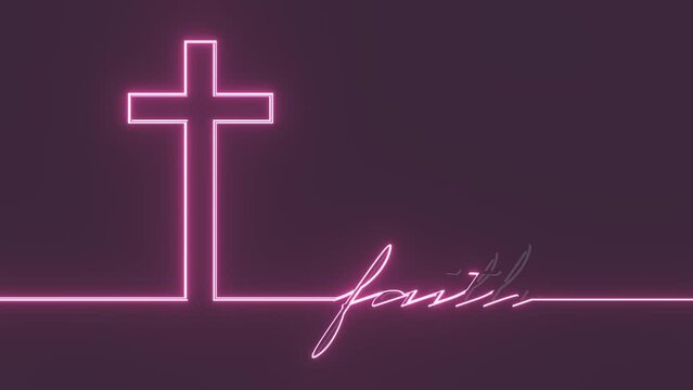 Christianity concept animation. Cross and faith word