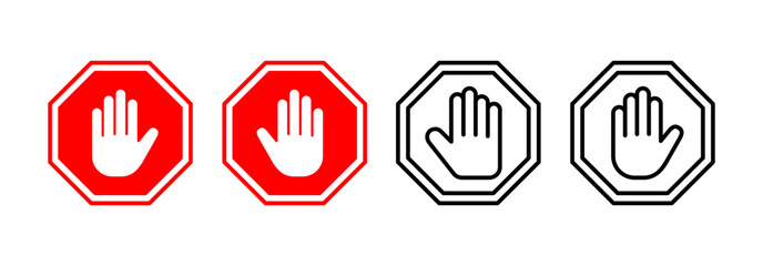 Stop icon vector for web and mobile app. stop road sign. hand stop sign and symbol. Do not enter stop red sign with hand