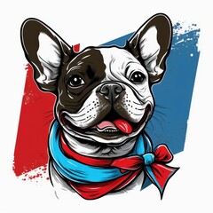 Fototapeta na wymiar Portrait of a Bulldog with france color. Abstract illustration. Printable design for wall art, t-shirts, mugs, cases, etc. Generative AI