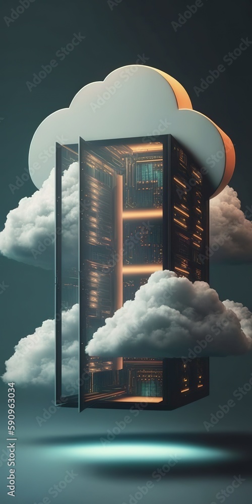 Poster ideas in data storage technology move information to a cloud storage system generative ai