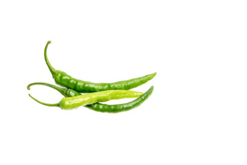 Green chili pepper isolated on white