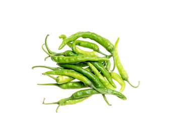 Green chili pepper isolated on white