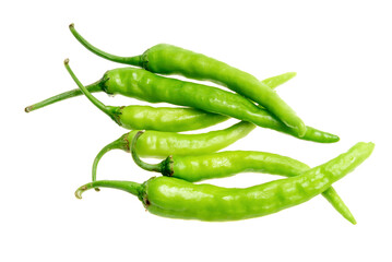 Green chili pepper isolated on white
