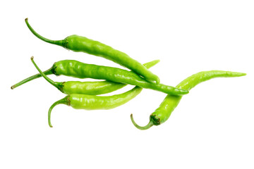 Green chili pepper isolated on white