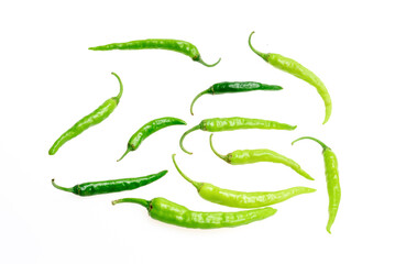 Green chili pepper isolated on white