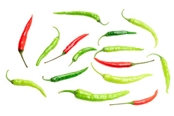 Green chili pepper isolated on white
